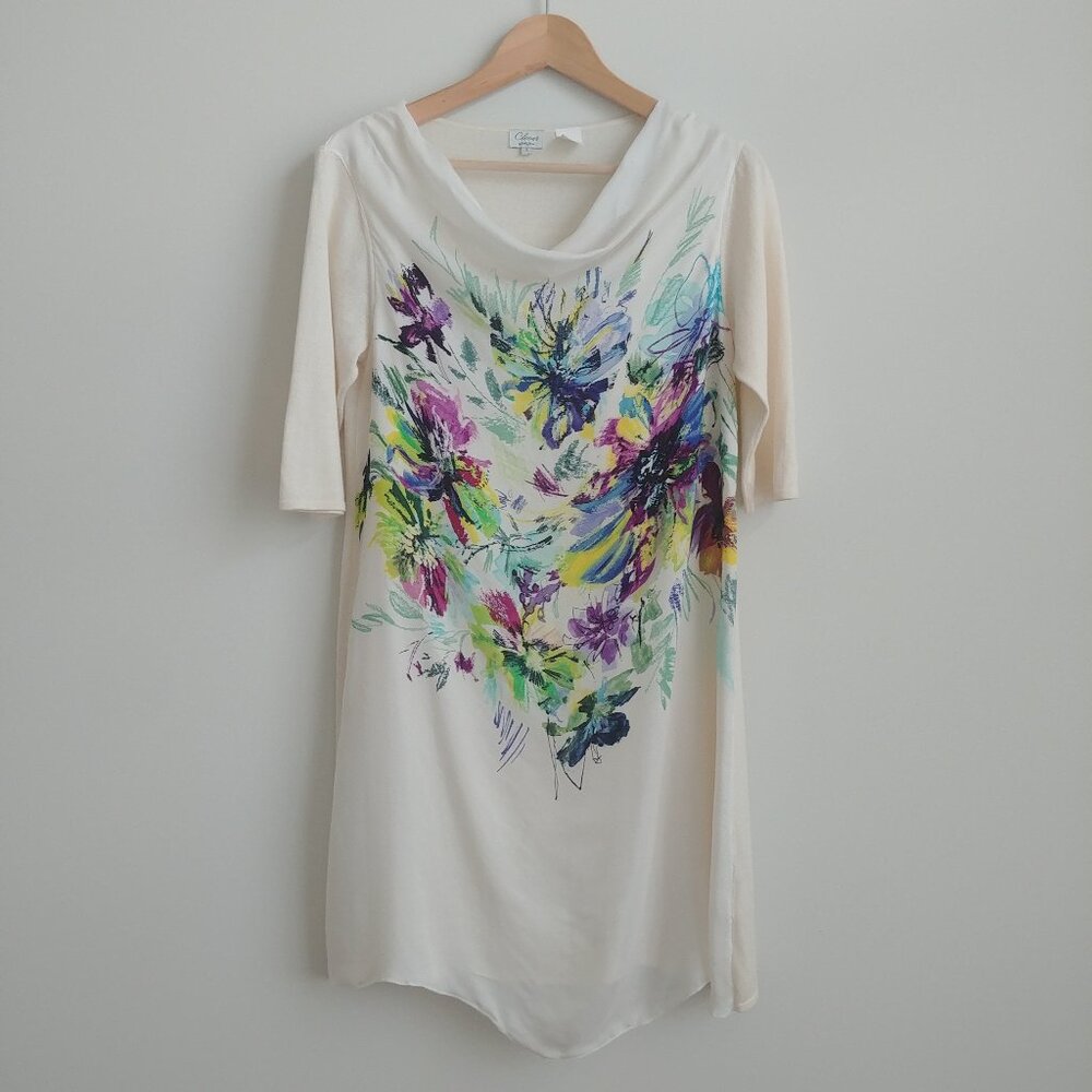 Clover Bobby Jones 45% silk 55% cotton soft offwhite mini short dress Small